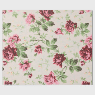 Vintage pretty red and pink roses floral pattern wrapping paper