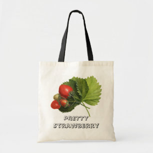 Vintage Pretty Strawberry Illustration Personalise Tote Bag