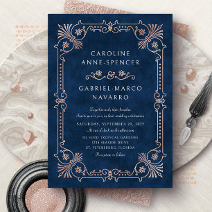 Vintage Pretty Whimsical Wedding Foil Invitation