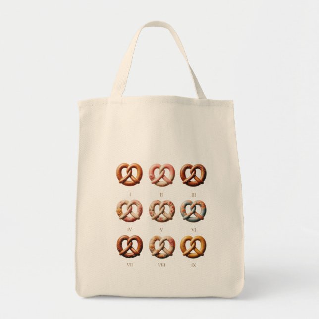 Vintage Pretzel Study Grid Aesthetic Tote Bag (Front)
