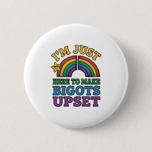 Vintage Pride Bigots Upset Rainbow Shirt Design_1 6 Cm Round Badge