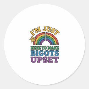 Vintage Pride Bigots Upset Rainbow Shirt Design_1 Classic Round Sticker
