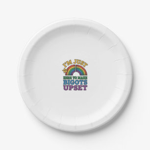 Vintage Pride Bigots Upset Rainbow Shirt Design_1 Paper Plate