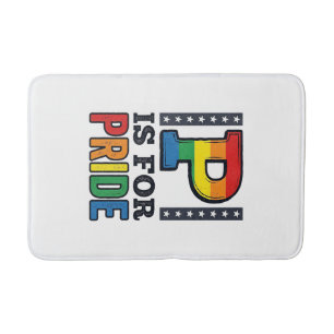 Vintage Pride Letter P Rainbow Shirt Design_1 Bath Mat