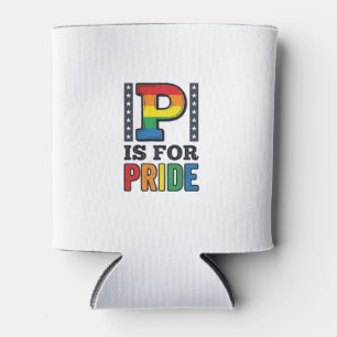 Vintage Pride Letter P Rainbow Shirt Design_1 Can Cooler