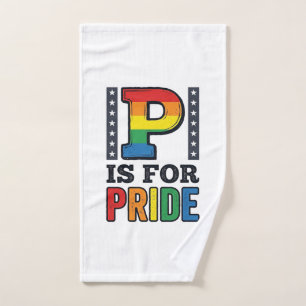 Vintage Pride Letter P Rainbow Shirt Design_1 Hand Towel