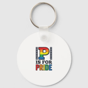 Vintage Pride Letter P Rainbow Shirt Design_1 Key Ring