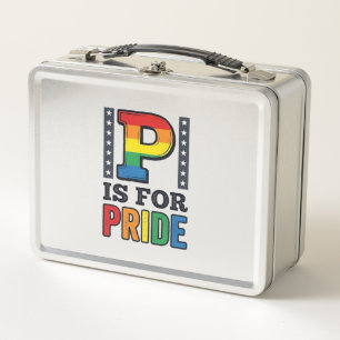 Vintage Pride Letter P Rainbow Shirt Design_1 Metal Lunch Box