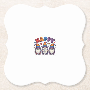 Vintage Pride Month Gnome Rainbow Shirt Design_1 Paper Coaster