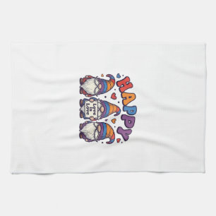 Vintage Pride Month Gnome Rainbow Shirt Design_1 Tea Towel