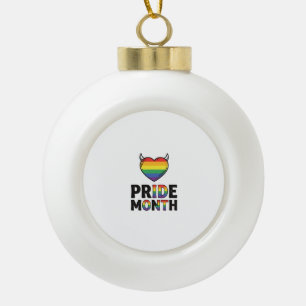 Vintage Pride Month Horned Heart Shirt Design_1 Ceramic Ball Christmas Ornament