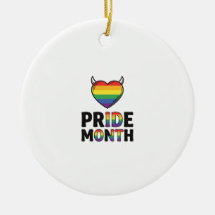 Vintage Pride Month Horned Heart Shirt Design_1 Ceramic Tree Decoration