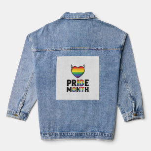 Vintage Pride Month Horned Heart Shirt Design_1 Denim Jacket