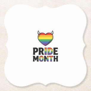 Vintage Pride Month Horned Heart Shirt Design_1 Paper Coaster