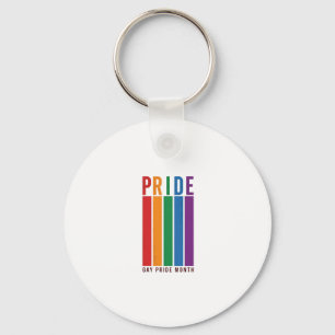 Vintage Pride Month Rainbow Typography Shirt Desig Key Ring