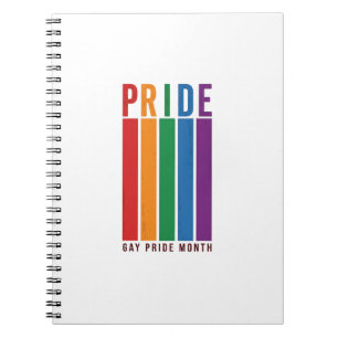 Vintage Pride Month Rainbow Typography Shirt Desig Notebook