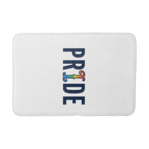 Vintage Pride Rainbow Lettering T-Shirt Design_1 Bath Mat