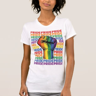 Vintage Pride Raised Fist Rainbow Shirt Design_1