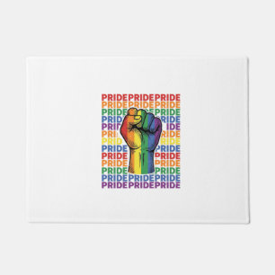 Vintage Pride Raised Fist Rainbow Shirt Design_1 Doormat