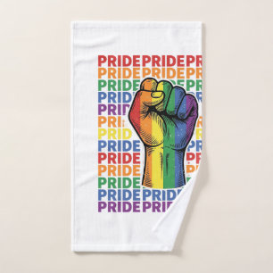Vintage Pride Raised Fist Rainbow Shirt Design_1 Hand Towel
