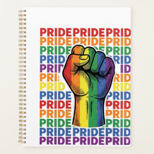 Vintage Pride Raised Fist Rainbow Shirt Design_1 Planner