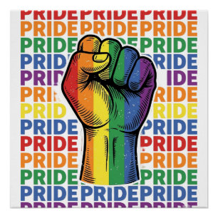 Vintage Pride Raised Fist Rainbow Shirt Design_1 Poster