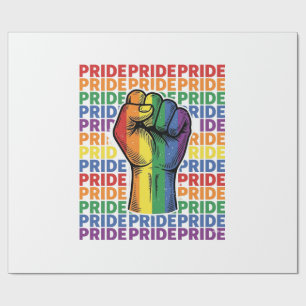 Vintage Pride Raised Fist Rainbow Shirt Design_1 Wrapping Paper