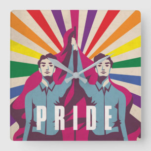 Vintage Pride Revolution Square Wall Clock