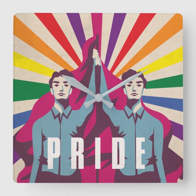 Vintage Pride Revolution Square Wall Clock (Front)