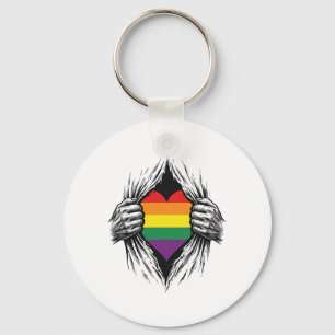 Vintage Pride Torn Shirt Vector Design_1 Key Ring