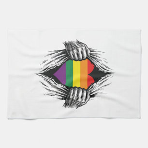 Vintage Pride Torn Shirt Vector Design_1 Tea Towel
