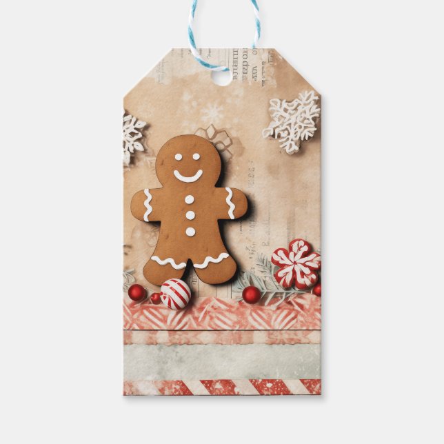 Vintage Primitive Gingerbread Man Gift Tags (Front)
