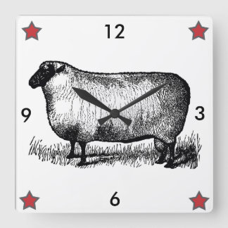 Vintage Primitive Style Sheep Wall Clock