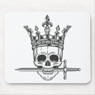 Vintage prince skull in crown with sword print mouse pad