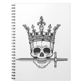Vintage prince skull in crown with sword print notebook