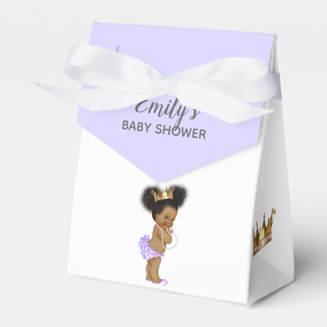 Vintage Princess African American Baby Purple Favour Box (Front Side)