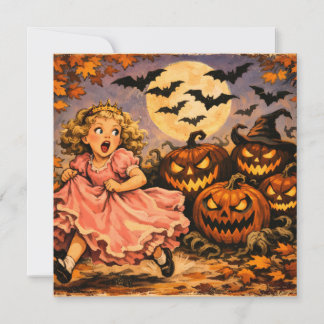 Vintage Princess and Halloween Jack o Lantern Card
