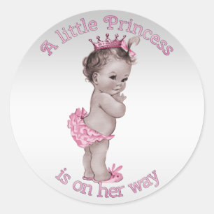 Vintage Princess Baby Shower Classic Round Sticker