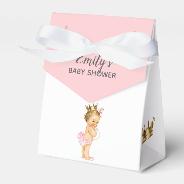 Vintage Princess Baby Shower Favour Boxes Blonde (Front Side)