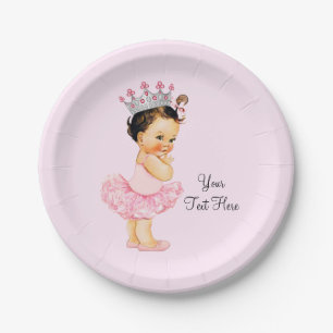 Vintage Princess Ballerina Tutu Baby Shower Paper Plate