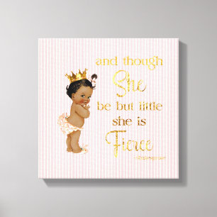 Vintage Princess Ethnic Baby Gold Crown Fierce Canvas Print