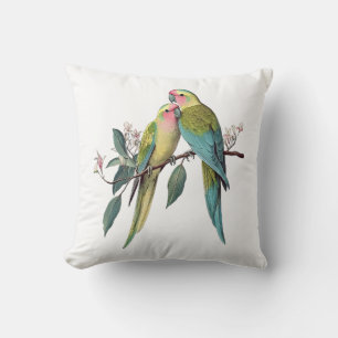 Vintage Princess Parrots Illustration Cushion