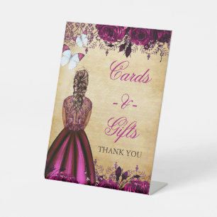 Vintage Princess Pink Butterfly Table Pedestal Sign