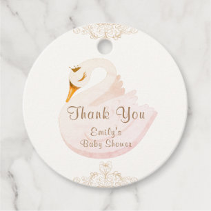 Vintage Princess Swan Girl Baby Shower Thank You Favour Tags