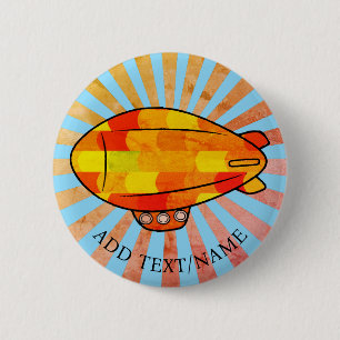 Vintage Print Blimp Ballon Sunny Sky 6 Cm Round Badge