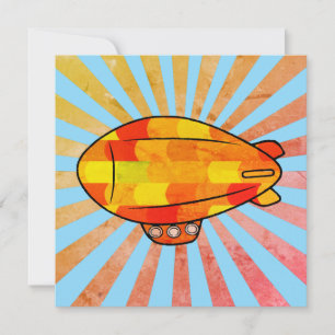 Vintage Print Blimp Ballon Sunny Sky Invitation