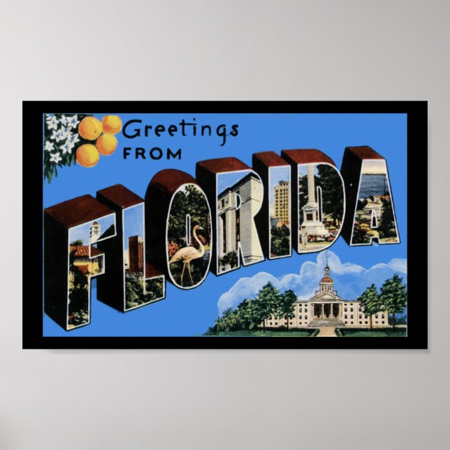 Vintage Print Greetings Florida (Front)