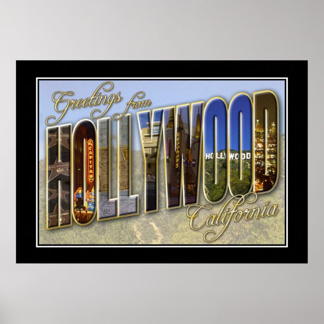 Vintage Print Greetings Hollywood California (Front)