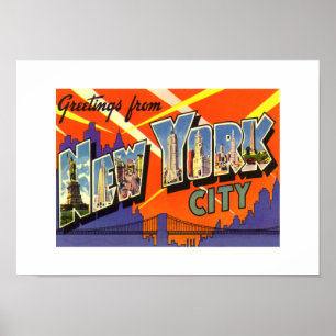 Vintage Print Greetings New York City