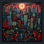 Vintage Print, Mad City Poster Paper (Matte)<br><div class="desc">Vintage style painting inspired by the style of Keith Haring</div>